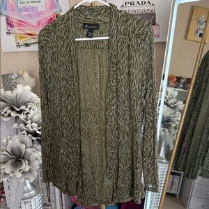 Olive Green Zebra Print Cardigan